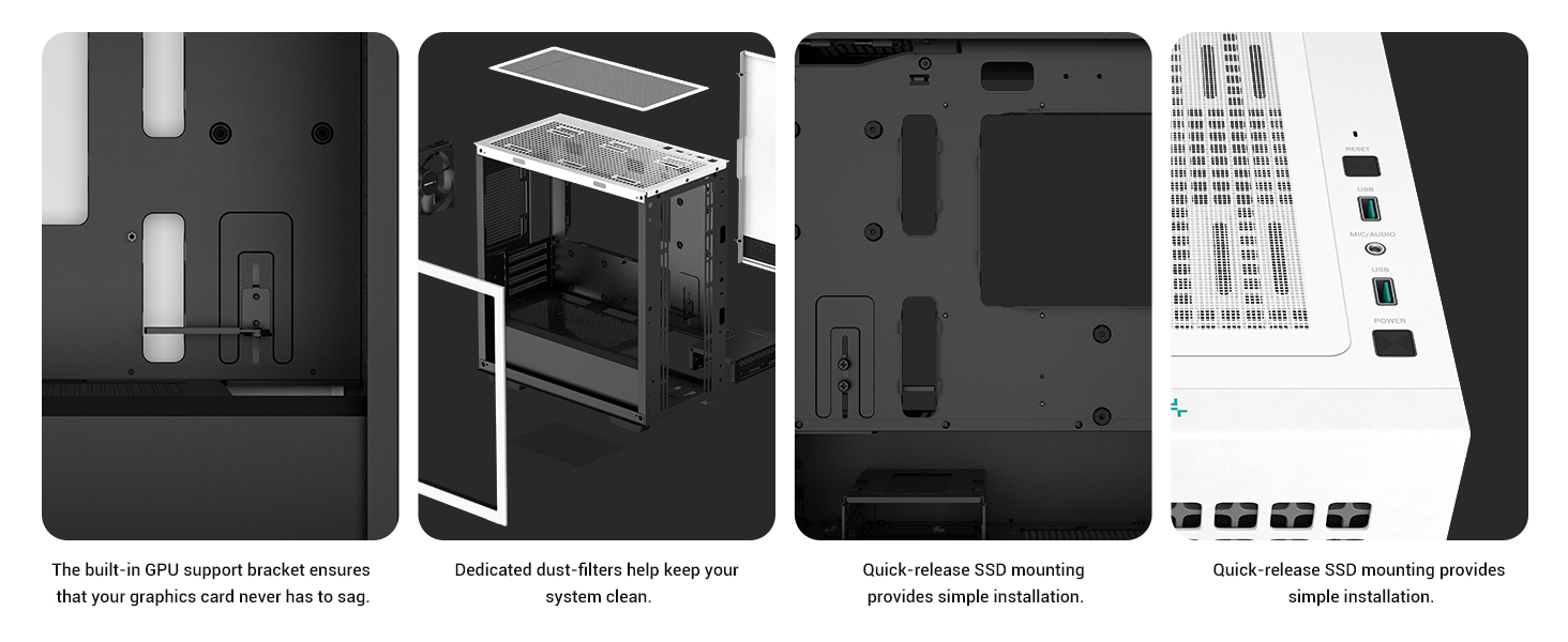DeepCool CH370 Micro ATX Gaming Computer Case, 120mm Rear Fan